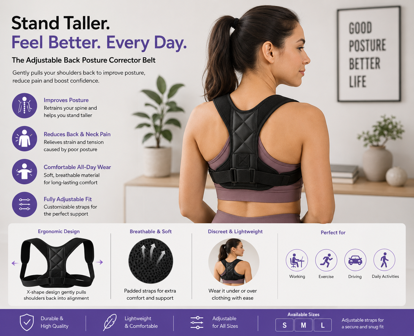 Adjustable Back Posture Corrector Belt