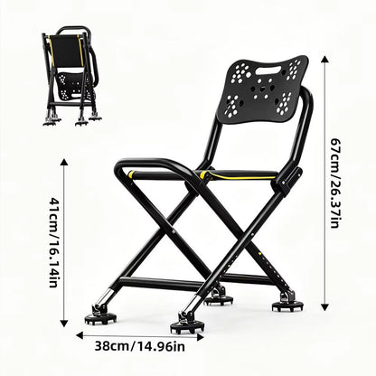 High Back Folding Fishing Chair, Adjustable Legs, Swivel Anti-Slip Feet, Portable Camping Stool for Outdoor, Hiking, Beach