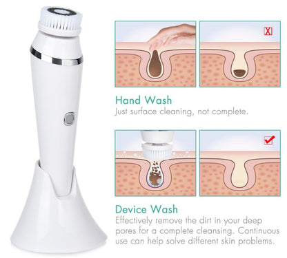 4 In 1 New Silicone Facial Cleansing Instrument Waterproof And Rechargeable Facial Cleansing Brush Pore Cleaner